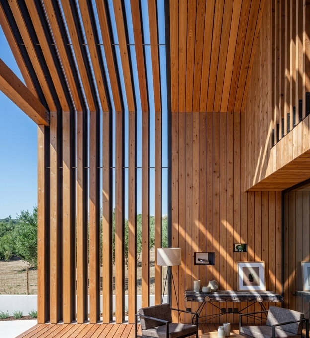 Architectural timber louvers for modern facade design